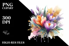 Vibrant Watercolor Bouquet Gold Foil Product Image 3