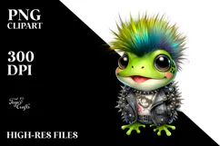 Energetic Baby Frog with Punk Look PNG Product Image 2