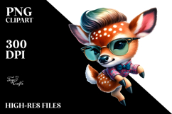 Watercolor Vibrant Drawing of a Cute Baby Deer Dancing, Product Image 2