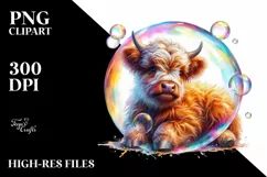 Baby Highland Cow in Bubble, PNG Product Image 3