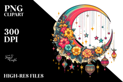 Colorful Half Moon with Stars PNG Product Image 2