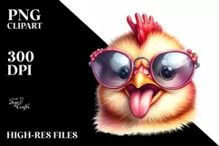 Chicken Portrait Sunglasses Whimsical Clipart Product Image 1
