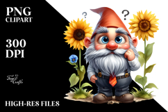 Portrait of Goofy Gnome with Sunflower | Clipart Product Image 2