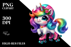 cute Unicorn Roller Skates PNG Product Image 2