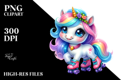 cute Unicorn Roller Skates PNG Product Image 2