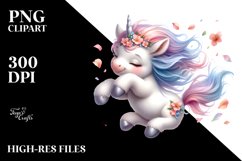 Watercolor Pastel Baby Unicorn Tumbling Spring Petals Product Image 3