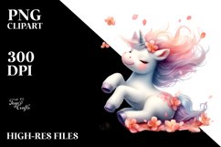 Watercolor Pastel Baby Unicorn Tumbling Spring Petals Product Image 3