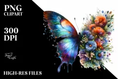 Vibrant Butterfly Flowers | Sublimation Clipart Product Image 3