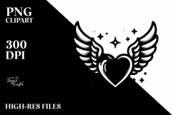 Heart with Wings Tattoo PNG Product Image 2