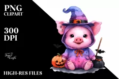 Cute Baby Pig Halloween Clipart Product Image 3