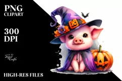 Cute Baby Pig Halloween Clipart Product Image 3