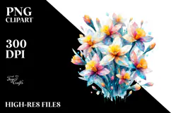 Colorful Diamond Narcissus Flower PNG Product Image 2
