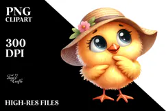 Watercolor Funny Chick Standing in Sun Hat | Clipart Product Image 2
