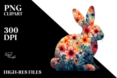 Sitting Bunny Silhouette made of Abstract Flowers, White Product Image 2