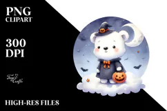 Cute Baby Polar Bear Halloween PNG Product Image 2