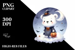 Cute Baby Polar Bear Halloween PNG Product Image 1