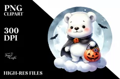 Cute Baby Polar Bear Halloween PNG Product Image 1