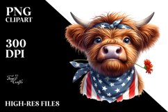 Caricature-Like Highland Cow Portrait | Clipart Product Image 3