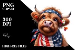 Caricature-Like Highland Cow Portrait | Clipart Product Image 3