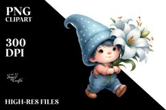 Cute GNOME with Lily PNG Product Image 2
