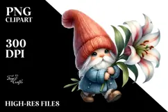 Gnome with Huge Hat and Lily, Transparent PNG Product Image 2