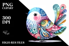 Watercolor Vibrant Bird Colorful Clipart Product Image 1
