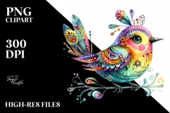 Watercolor Vibrant Bird Colorful Clipart Product Image 1