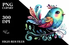 Watercolor Vibrant Bird Colorful Clipart Product Image 3