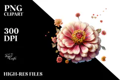 Zinnia with Golden Insertions, High-Res PNG Product Image 2