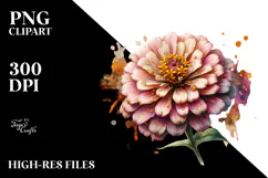 blossoming Zinnia, Watercolor PNG Product Image 2