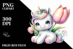 Cute Baby Unicorn | Watercolor Pastel Product Image 1