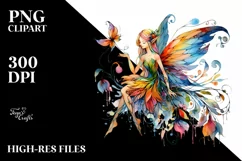Vibrant Fairy Illustration | Sublimation Clipart Product Image 1