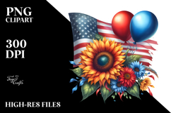 Vintage Sunflower with Balloons PNG Product Image 2