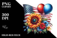 Vintage Sunflower with Balloons PNG Product Image 2