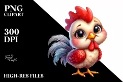 Watercolor Baby Rooster Standing | Clipart Product Image 3