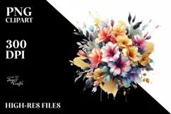 Colorful Bouquet with Azalea | Sublimation | Clipart Product Image 3