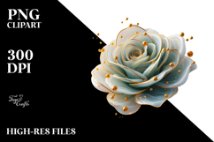 Red Rose with Golden Insertions PNG Product Image 2
