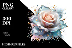 Red Rose with Golden Insertions PNG Product Image 2