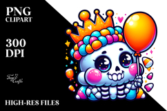 Funny Chunky Skeleton with Balloon, Colorful PNG Product Image 2