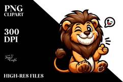 Silly Lion with Winking Eye PNG Product Image 2