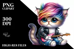 Colorful Cat with Cool Haircut PNG Product Image 1