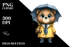 Happy Bear with Tie in Raincoat | Clipart Product Image 2
