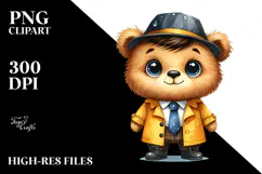Cheerful Bear in Tie and Raincoat | Clipart Product Image 2