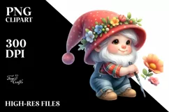 Cute Baby Gnome Playing Golf With Flowers Pastel Style Product Image 1