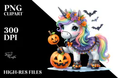 Vibrant Halloween Unicorn PNG Product Image 2