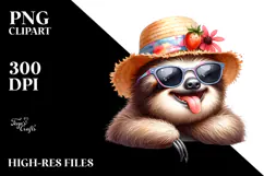 Goofy Baby Sloth with Hat PNG Product Image 2