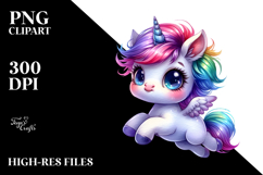 Colorful Cute Unicorn Jumping PNG Product Image 2