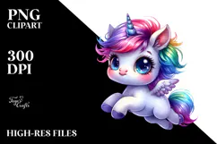 Colorful Cute Unicorn Jumping PNG Product Image 2