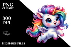 Colorful Cute Unicorn Jumping PNG Product Image 2