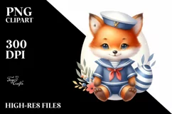 Colorful Watercolor Baby Fox Sailor Suit Product Image 1